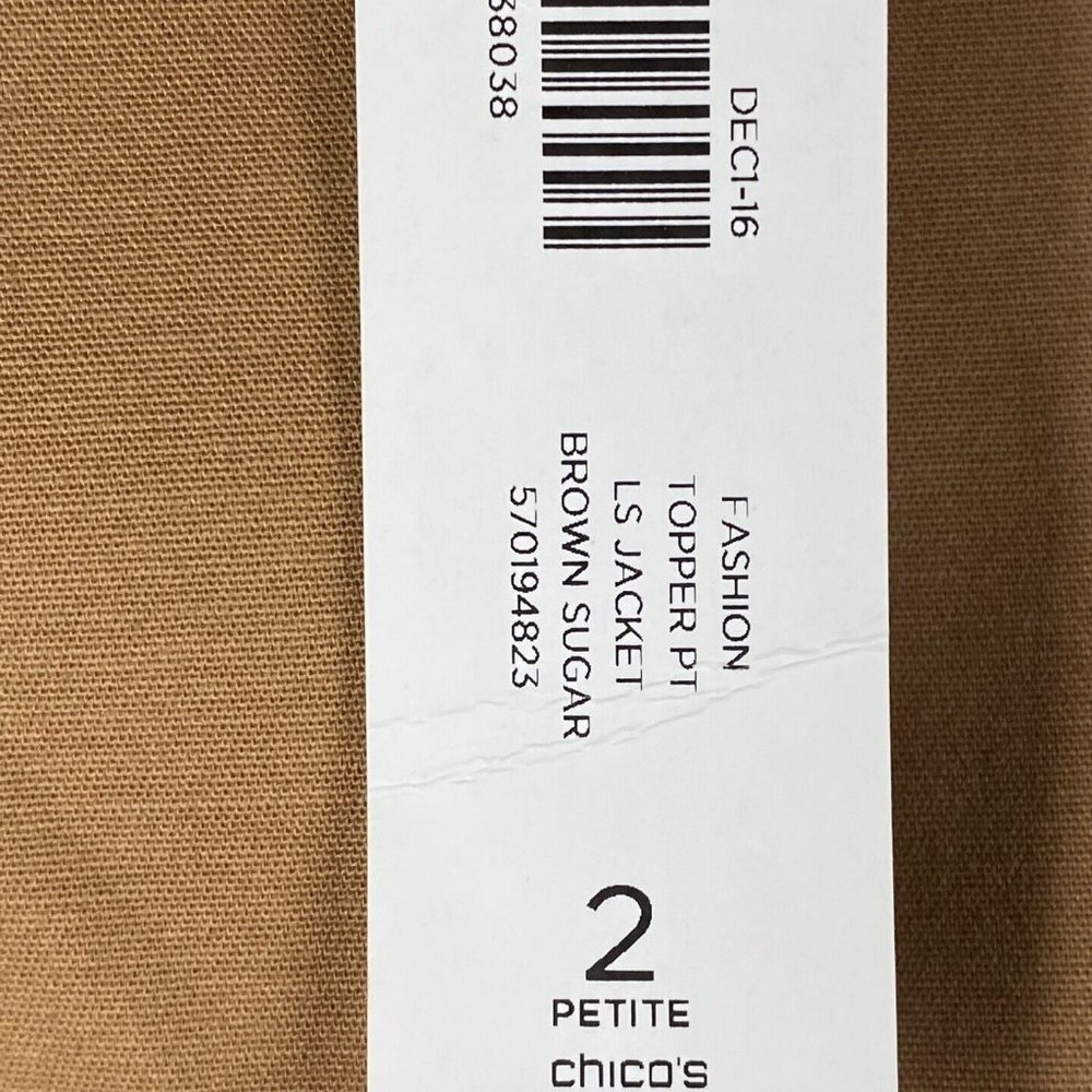 Chicos Drawstring Duster Jacket Womens 2P US PL Brown Sugar Snap Button Pockets - Picture 5 of 10